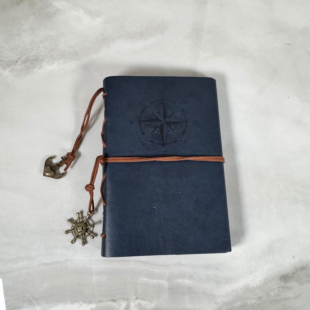 Maleden Leather Journal Notebook Spiral Bound Refillable Compass Nautical